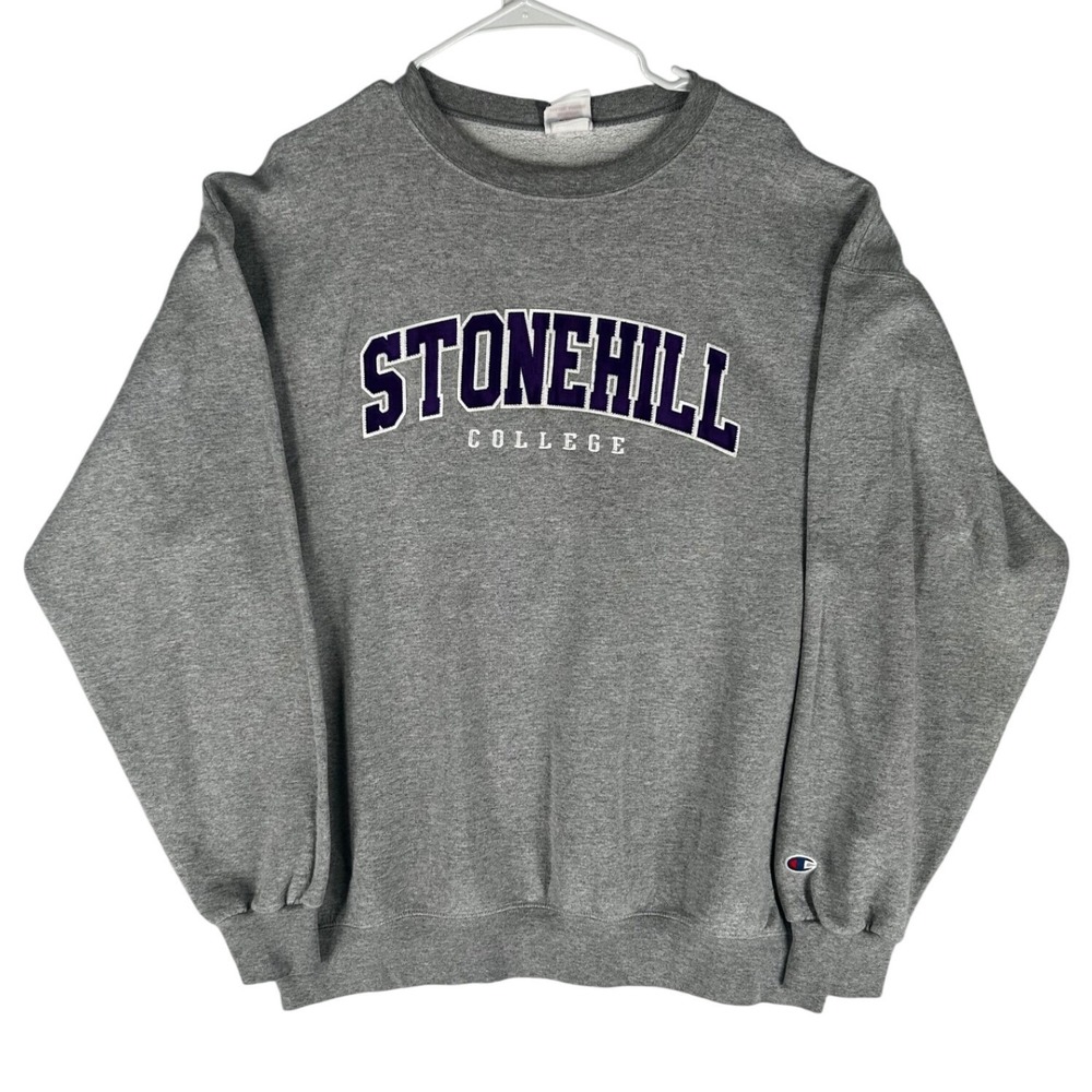 Champion Authentic Athletic Gray Sweatshirt Stonehill College Logo Men's Size XL
